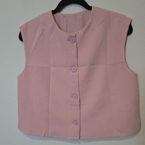 Chic Pink Sleeveless Button-Up Vest